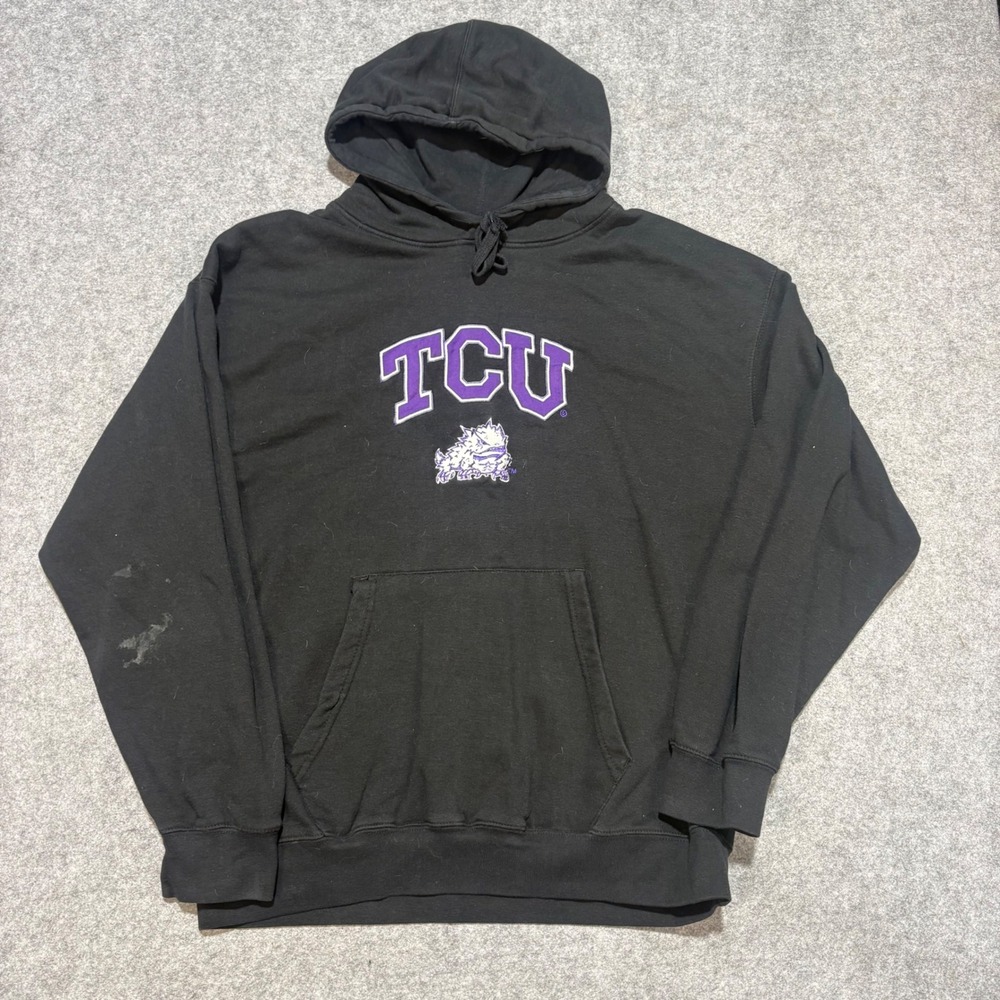 Genuine Stuff TCU Horned Frogs Hoodie Black Mens XL Embroidered Pullover